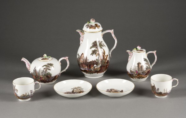 Picture SIEBEN-TEILIGES TÊTE-À-TÊTE MIT RUINEN- UND HAFENSZENEN