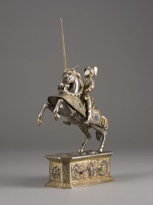 Auktion 155<br>SILBERFIGUR EINES TURNIERRITTERS ZU PFERD