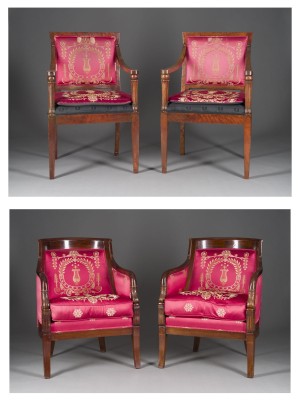 Auktion 155<br>KONVOLUT VON ZWEI ARMLEHNSESSEL UND ZWEI -STÜHLEN