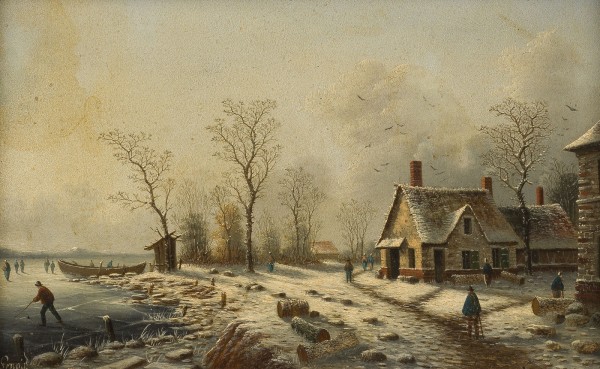 Auktion 155<br>VERSCHNEITES DORF AM ZUGEFRORENEN SEE