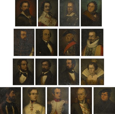Auction 155<br>17 MINIATUREN MIT ABBILDUNGEN HISTORISCHER PERSONLICHKEITEN, DARUNTER NAPOLEON, FRANZ I., KONIG VON FRANKREICH, FRIEDRICH DER GROSSE, KARDINAL RICHELIEU, MARTIN LUTHER