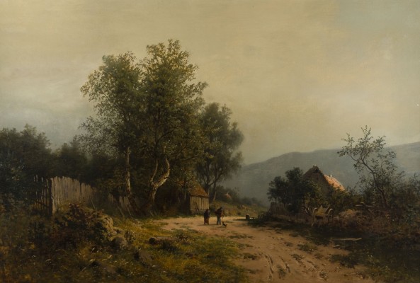 Auction 155<br>DÖRFLICHE LANDSCHAFT MIT FIGÜRLICHER STAFFAGE