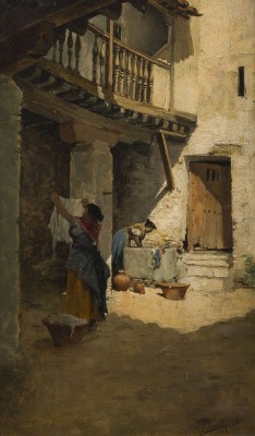 Auktion 155<br>WÄSCHERINNEN IM HOF, 1895