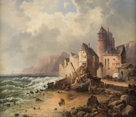 Auktion 155<br>KÜSTENLANDSCHAFT MIT BURG UND STAFFAGE