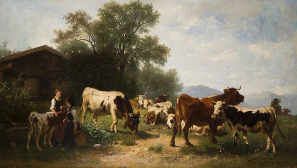Auktion 155<br>ALPENLANDSCHAFT MIT EINER RINDERHERDE, 1878