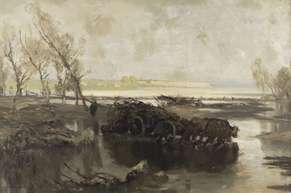 Auction 155<br>FRÜHLINGSLNDSCHAFT MIT OCHSENWAGEN