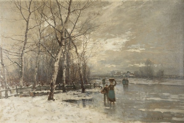 Auction 155<br>WINTERLANDSCHAFT MIT BAUERN AUF DEM EIS