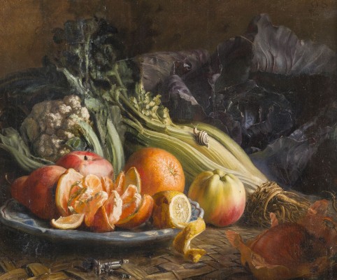 Auktion 155<br>STILLLEBEN MIT OBST, GEMÜSE UND EINER SCHNECKE