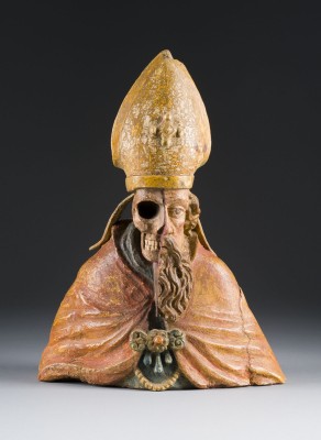 Bild BÜSTE MEMENTO MORI BISCHOFF UND TOTENSCHÄDEL