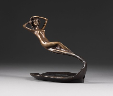 Bild JUGENDSTIL NYMPHE AUF SEEROSE ALS VISITENKARTENSCHALE