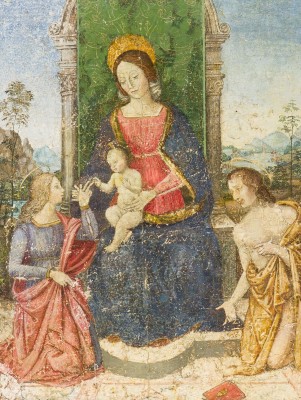 Auction 155<br>MARIA MIT DEM KIND, FLANKIERT RECHTS VON JOHANNES DEM TÄUFER UND LINKS VON DER HEILIGEN KATHARINA