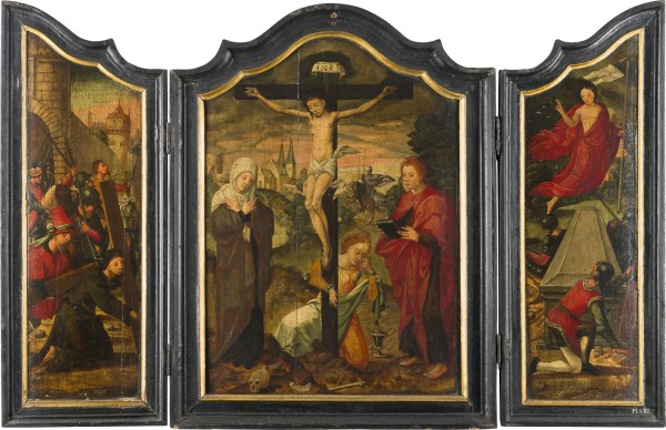 Auction 155<br>TRIPTYCHON: DIE KREUZIGUNG,DIE KREUZTRAGUNG UND DIE AUFERSTEHUNG CHRISTI