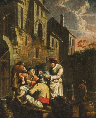 Auction 155<br>ZECHENDE BAUERN VOR EINEM WIRTSHAUS