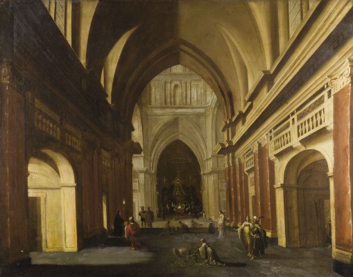 Auction 155<br>INTERIEUR EINES HEIDNISCHEN TEMPELS, MIT EINER OPFERSZENE