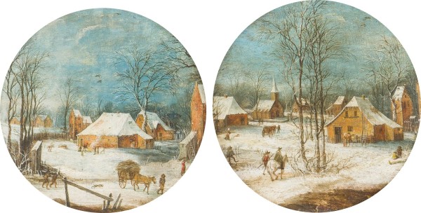 Auction 155<br>PAAR GEMÄLDE WINTERLICHE DORFLANDSCHAFTEN