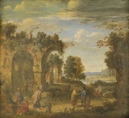 Auktion 155<br>ARCHITEKTUR CAPRICCIO MIT FIGURENSTAFFAGE