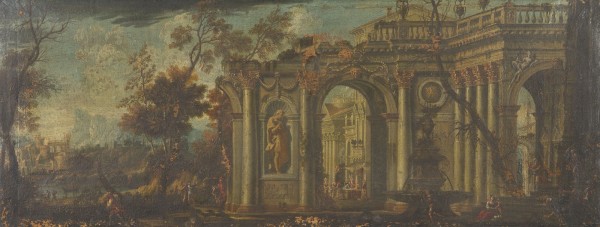 Auktion 155<br>CAPPRICCIO MIT ANTIKEN RUINEN UND FIGURENSTAFFAGE