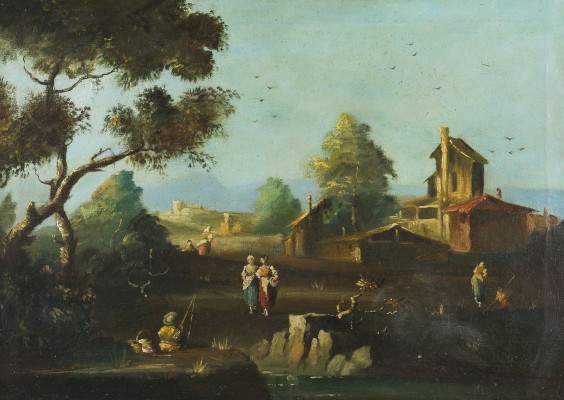 Auction 155<br>LANDSCHAFT MIT GEHÖFT UND ANGLERN AM FLUSSUFER