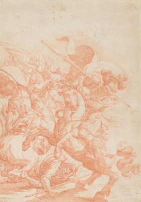 Auction 155<br>REITERKAMPF IN MANIERISTISCHER, STARK BEWEGTER FIGUREN- UND PFERDEKOMPOSITION