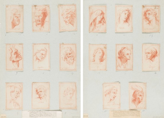 Auktion 155<br>FOLGE VON 17 PYSIOGNOMISCHEN RÖTELZEICHNUNGEN MIT AUSDRUCKSKÖPFEN