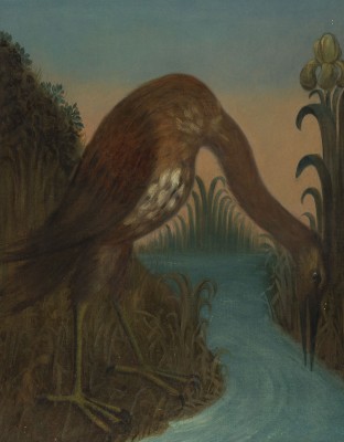 Auktion 155<br>FLUSSLANDSCHAFT MIT REIHER BEI DER NAHRUNGSSUCHE