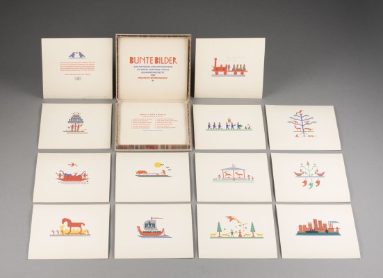 Auktion 155<br>'BUNTE BILDER - AUS MATERIAL DES SETZKASTENS ZU ZWÖLF LUSTIGEN TAFELN ZUSAMMENGESETZT (...)' (1928)