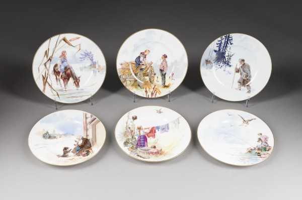 Bild SAMMLUNG VON SECHS TELLERN MIT BÄUERLICHEN SZENEN