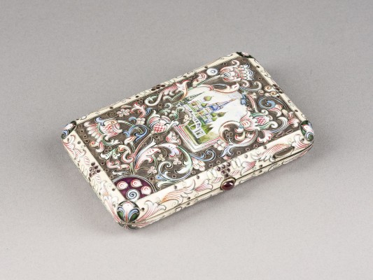 Picture CLOISONNÉ-EMAIL-ZIGARETTENETUI MIT ANSICHT DER MOSKAUER BASILIUS-KATHEDRALE