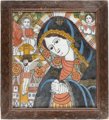 Bild HINTERGLAS-IKONE MIT DER TRAUERENDEN GOTTESMUTTER