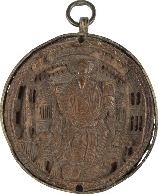 Auktion 156<br>SEHR FEINES, DOPPELSEITIGES MEDAILLON MIT DEM HEILIGEN GEORG DEM DRACHENTÖTER UND EINEM BISCHÖFLICHEN HEILIGEN