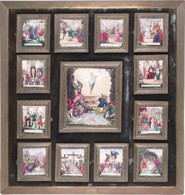 Picture FINIFTI-IKONE MIT DER AUFERSTEHUNG CHRISTI UND 12 SZENEN SEINER PASSION