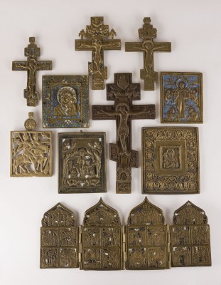 Bild SAMMLUNG VON ZEHN BRONZE-IKONEN: DARSTELLUNGEN CHRISTI UND DER GOTTESMUTTER, HEILIGE BORIS UND GLEB SOWIE FESTTAGE