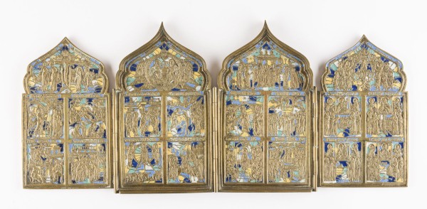 Bild FEINES BRONZE-TETRAPTYCHON MIT HOCHFESTEN DES ORTHODOXEN KIRCHENJAHRES