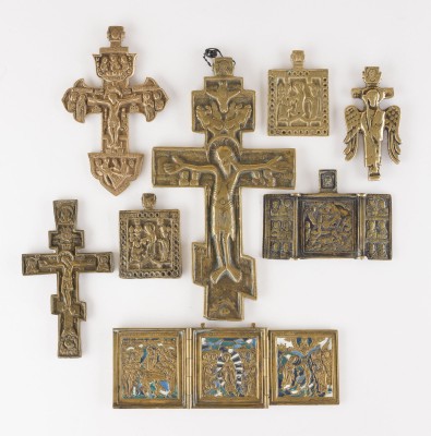 Bild SAMMLUNG VON ACHT BRONZE-IKONEN: KREUZE, FESTTAGE SOWIE PROPHET ELIAS