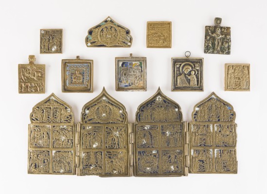 Picture SAMMLUNG VON ZEHN BRONZE-IKONEN: DARSTELLUNGEN DER GOTTESMUTTER, HEILIGER ANTIPAS SOWIE FESTTAGE