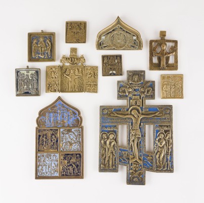Picture SAMMLUNG VON ZEHN BRONZE-IKONEN: DARSTELLUNGEN CHRISTI, HEILIGER NIKOLAUS VON MOSCHAISK SOWIE FESTTAGE