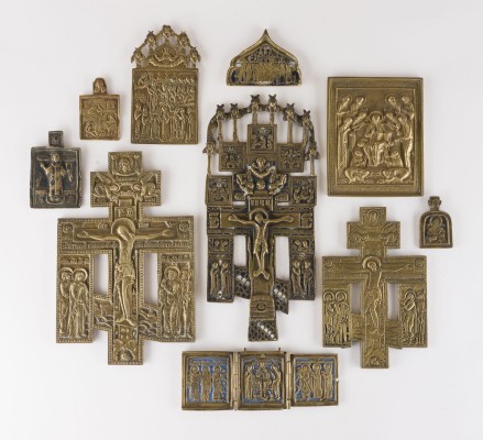 Bild SAMMLUNG VON ZEHN BRONZE-IKONEN: DARSTELLUNGEN CHRISTI, HEILIGER NIKOLAUS SOWIE FESTTAGE