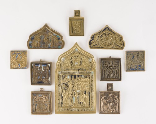 Bild SAMMLUNG VON ZEHN BRONZE-IKONEN: DEESIS, AUSGEWÄHLTE HEILIGE SOWIE FESTTAGE