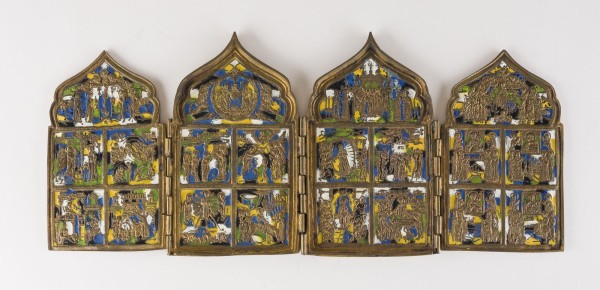 Picture BRONZE-TETRAPTYCHON MIT HOCHFESTEN DES ORTHODOXEN KIRCHENJAHRES