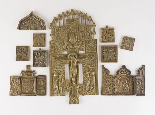 Picture SAMMLUNG VON ZEHN BRONZE-IKONEN: KRUZIFIX, GOTTESMUTTER VON KASAN (KASANSKAJA), AUSGEWÄHLTE HEILIGE SOWIE FESTTAGE