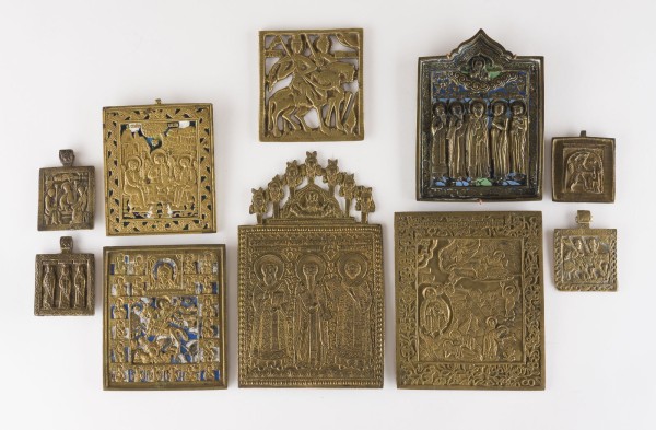 Bild SAMMLUNG VON ZEHN BRONZE-IKONEN: ALTTESTAMENTLICHE DREIFALTIGKEIT SOWIE AUSGEWÄHLTE HEILIGE