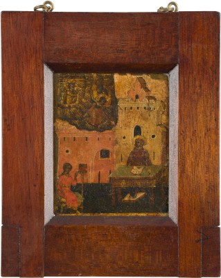 Auktion 156<br>FEINES TABLETKA MIT DER VERKÜNDIGUNG UND DEM TEMPELGANG DER GOTTESMUTTER