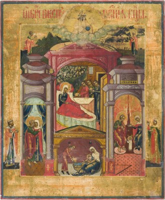 Bild FEINE IKONE MIT DER GEBURT DER GOTTESMUTTER