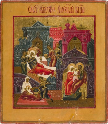 Bild FEINE IKONE MIT DER GEBURT DER GOTTESMUTTER