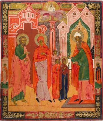 Bild GROSSFORMATIGE IKONE MIT DEM TEMPELGANG DER GOTTESMUTTER