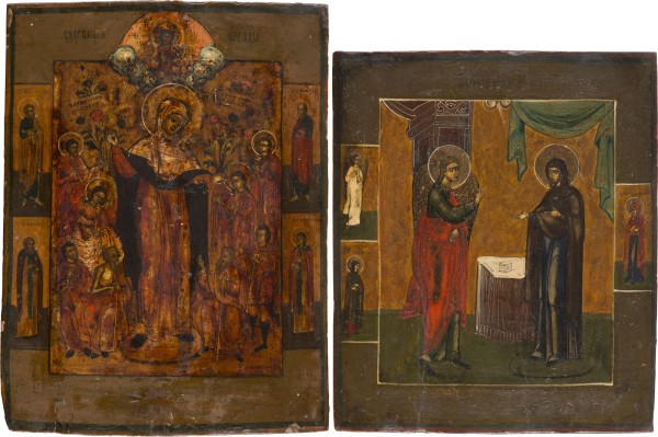 Auction 156<br>ZWEI IKONEN: GOTTESMUTTER 'FREUDE ALLER LEIDENDEN' UND VERKÜNDIGUNG