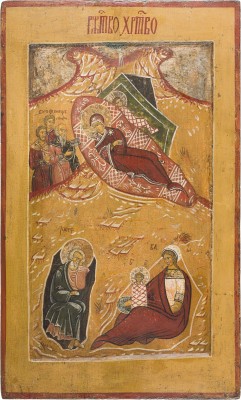 Picture GROSSFORMATIGE IKONE MIT DER GEBURT CHRISTI AUS EINER KIRCHEN-IKONOSTASE