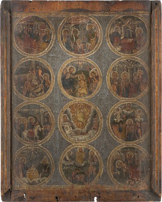 Picture SELTENE IKONE MIT ZWÖLF HOCHFESTEN DES ORTHODOXEN KIRCHENJAHRES