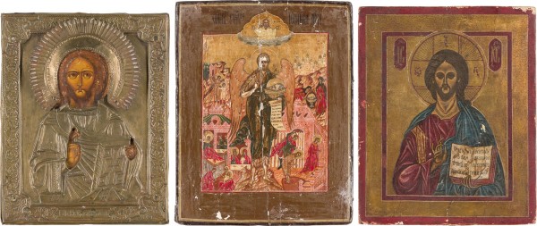 Auction 156<br>DREI IKONEN: CHRISTUS PANTOKRATOR UND JOHANNES DER VORLÄUFER