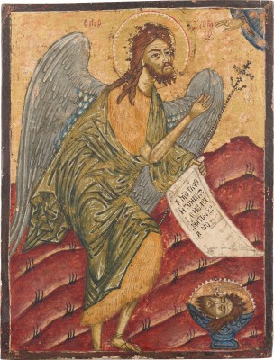 Bild GROSSE IKONE MIT JOHANNES DEM VORLÄUFER ALS ENGEL DER WÜSTE